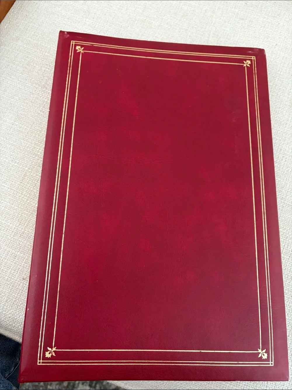 Classic Red Photo Album with Gold Accents